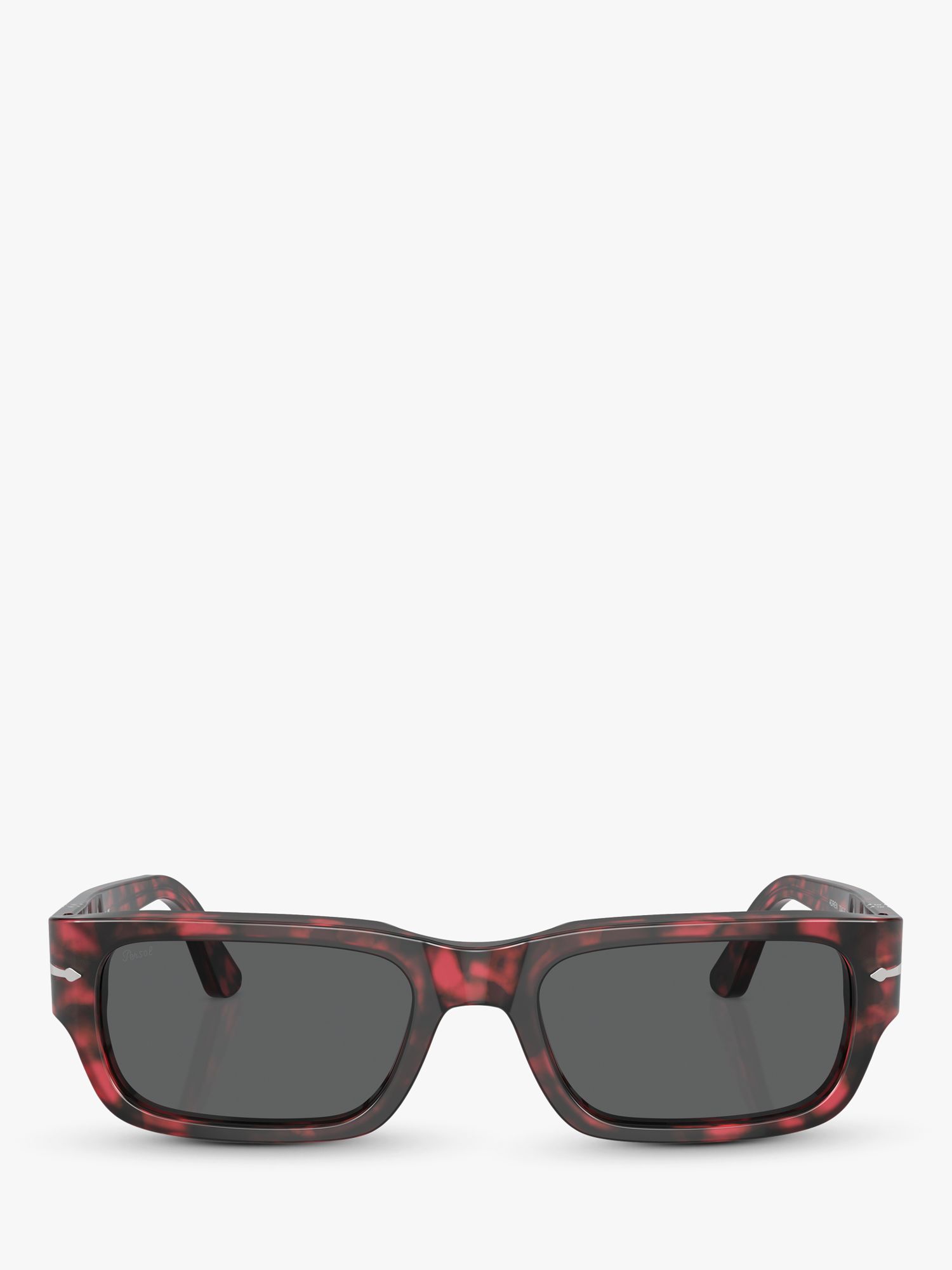 Persol PO3347S Unisex Rectangular Sunglasses, Red Havana/Grey