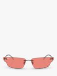 Ray-Ban RB3731 Unisex Rectangular Sunglasses, Gunmetal/Pink