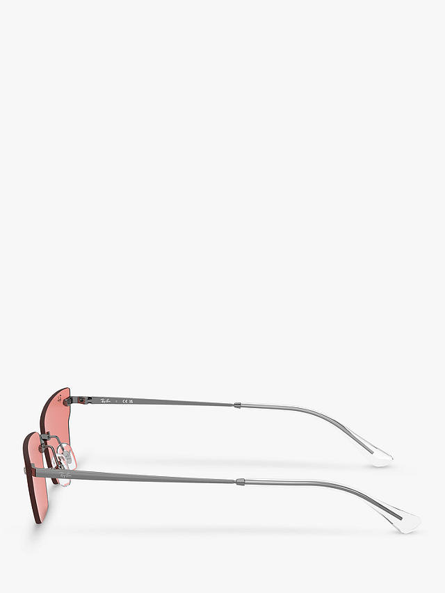 Ray-Ban RB3731 Unisex Rectangular Sunglasses, Gunmetal/Pink