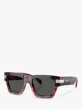 Versace VE4464 Men's D-Frame Sunglasses, Black on Red Havana/Grey