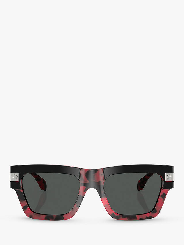 Versace VE4464 Men's D-Frame Sunglasses, Black on Red Havana/Grey