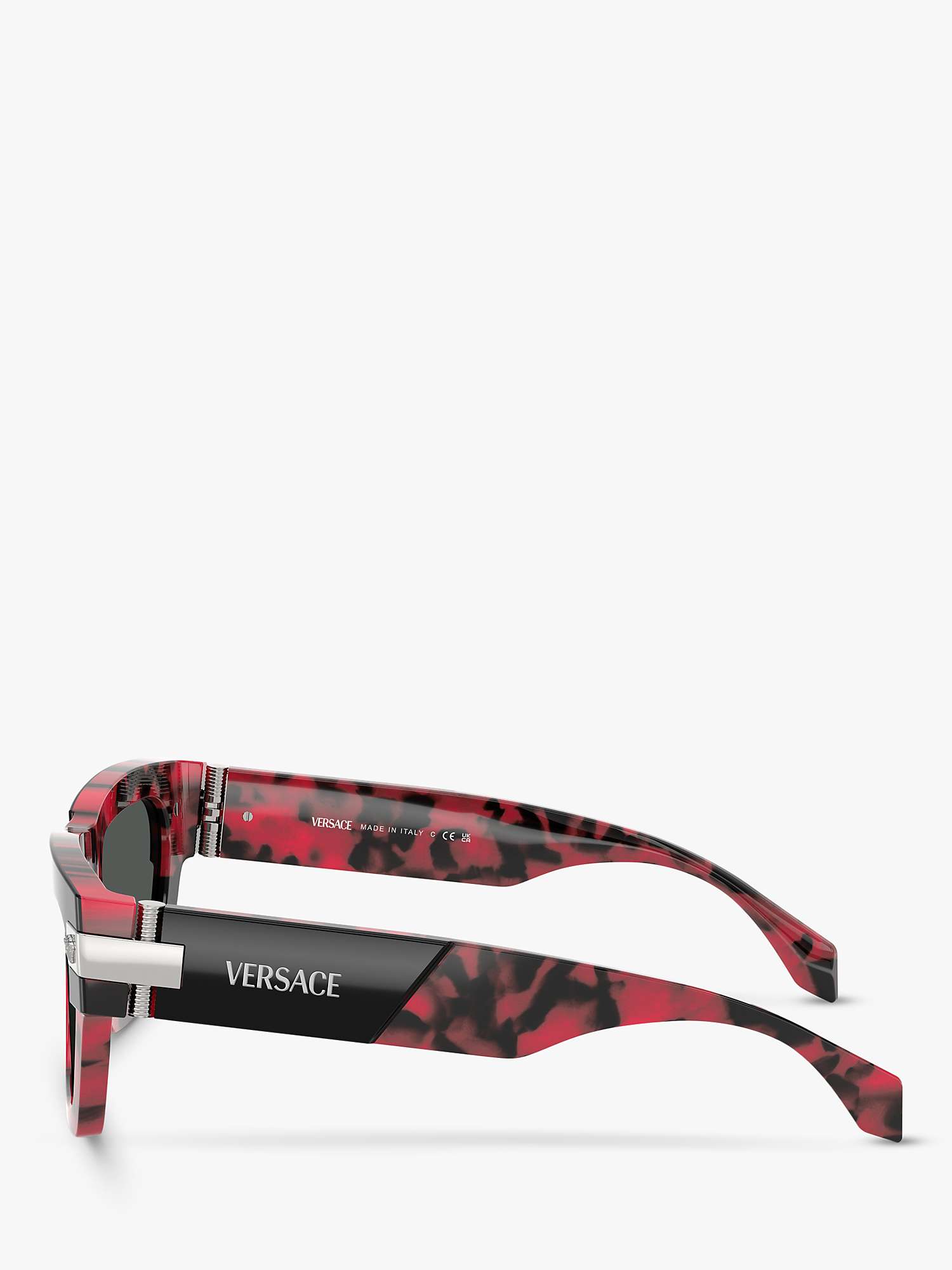 Buy Versace VE4464 Men's D-Frame Sunglasses, Black on Red Havana/Grey Online at johnlewis.com