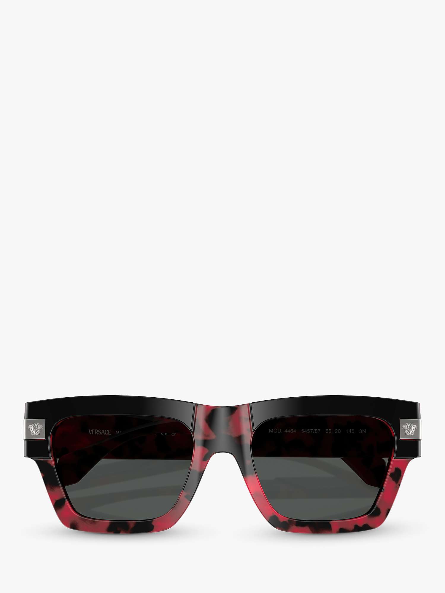 Buy Versace VE4464 Men's D-Frame Sunglasses, Black on Red Havana/Grey Online at johnlewis.com