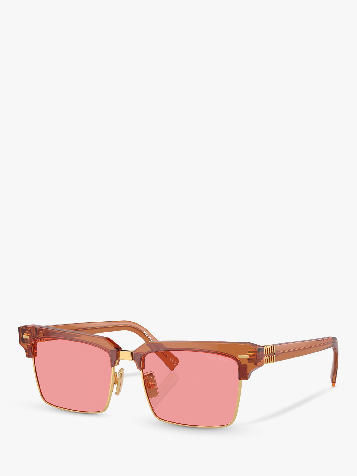 Miu Miu MU10ZS Women's Rectangular Sunglasses, Caramel Transparent