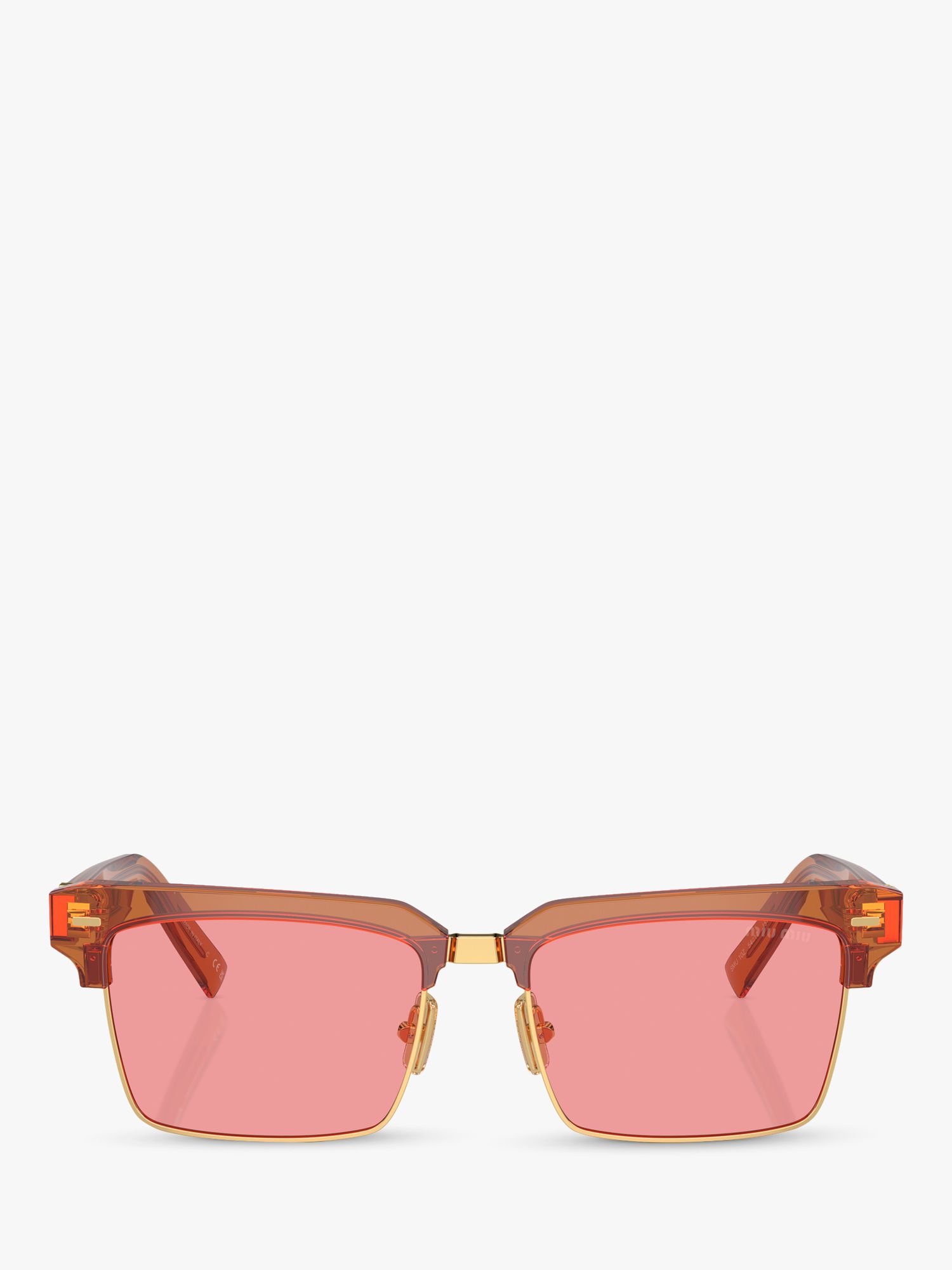 Miu Miu MU10ZS Women's Rectangular Sunglasses, Caramel Transparent