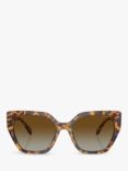 Swarovski SK6016 Women's Polarised Cat's Eye Sunglasses, Medium Havana/Brown Gradient