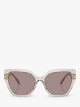 Swarovski SK6016 Women's Irregular Sunglasses, Transparent Beige/Violet
