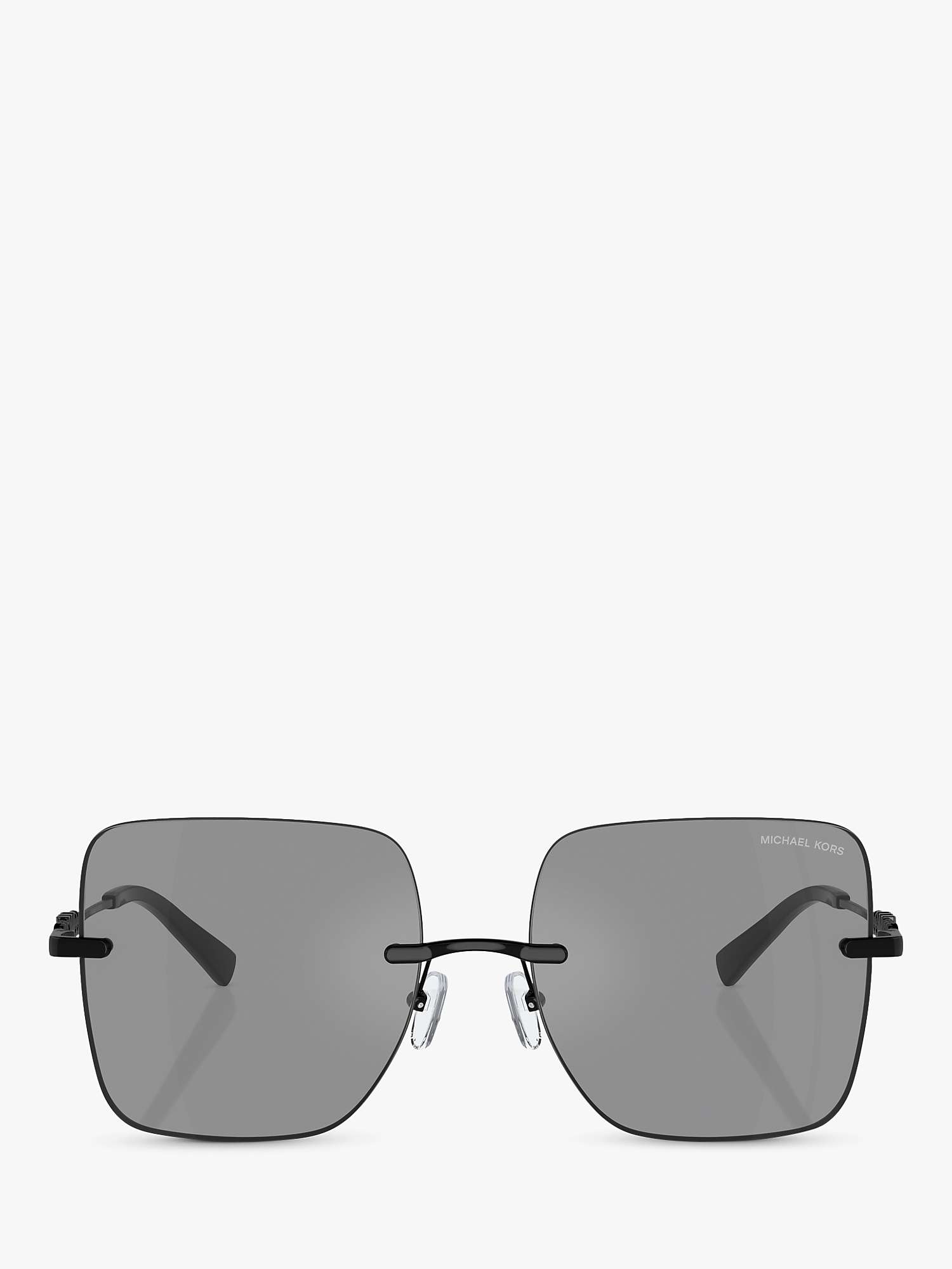Buy Michael Kors MK1150 Women's Quebec Pillow Sunglasses, Black/Grey Mirror Online at johnlewis.com