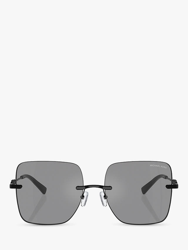 Michael Kors MK1150 Women's Quebec Pillow Sunglasses, Black/Grey Mirror