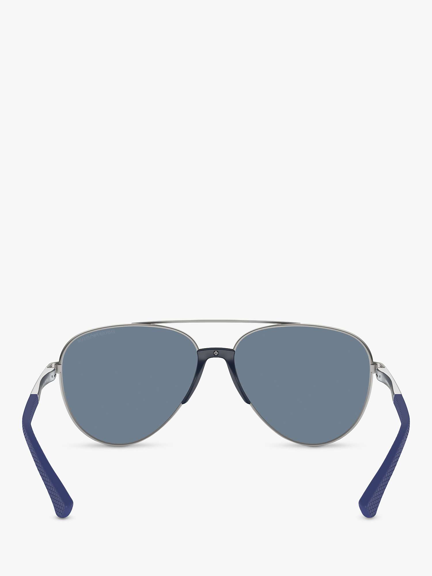 Buy Emporio Armani EA2059 Men's Polarised Aviator Sunglasses, Matte Silver/Blue Online at johnlewis.com