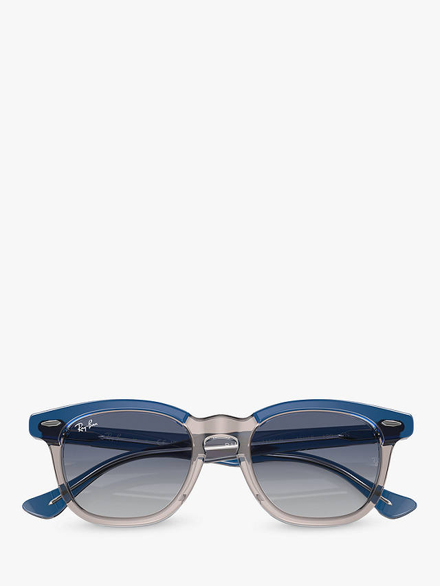 Ray-Ban RJ9098S Unisex D-Frame Sunglasses, Dark Blue & Brown/Light Grey Gradient