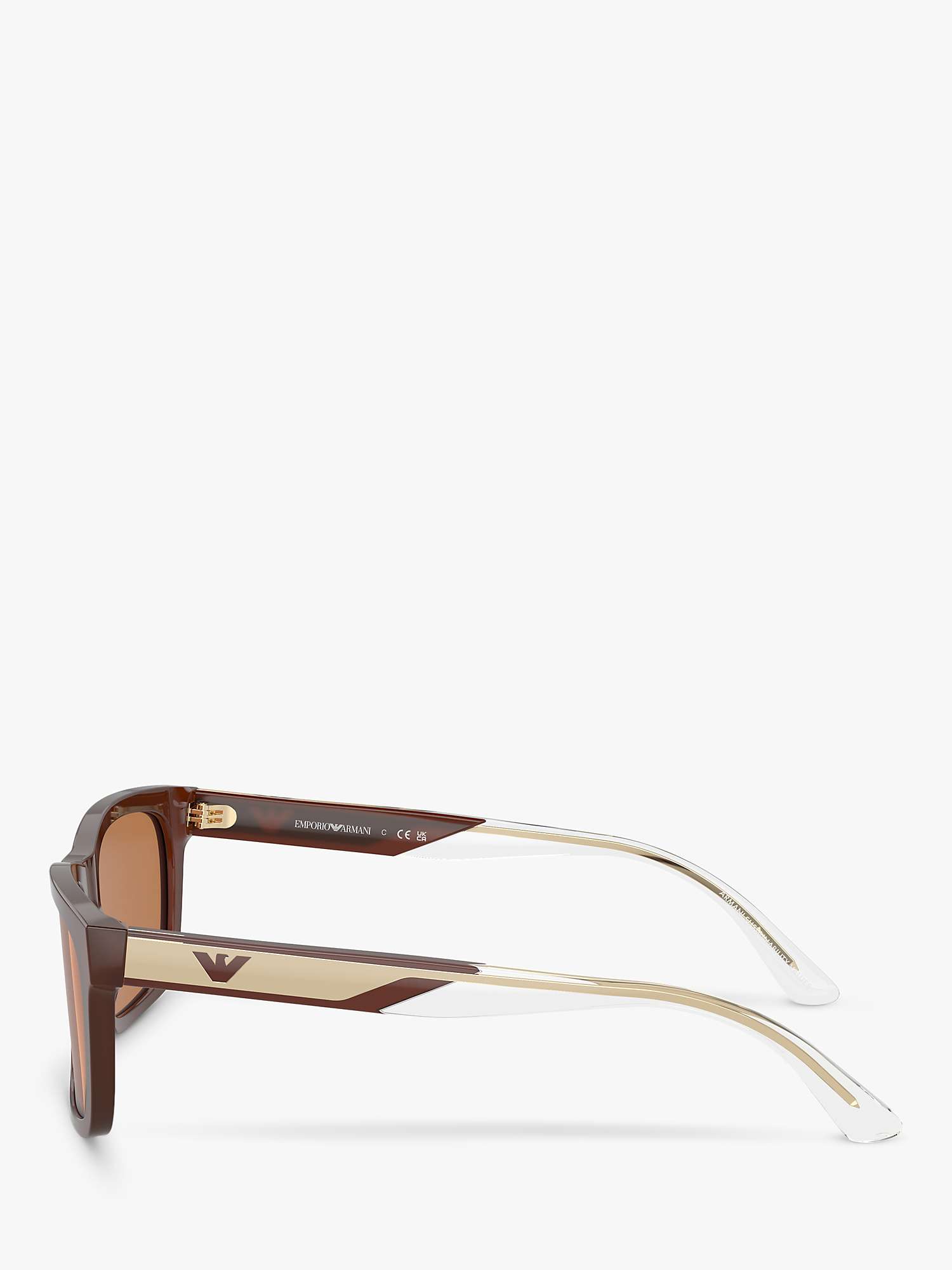 Buy Emporio Armani EA4224 Men's Rectangular Sunglasses, Shiny Opaline/Brown Online at johnlewis.com