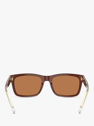 Emporio Armani EA4224 Men's Rectangular Sunglasses, Shiny Opaline/Brown
