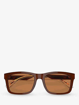 Emporio Armani EA4224 Men's Rectangular Sunglasses, Shiny Opaline/Brown