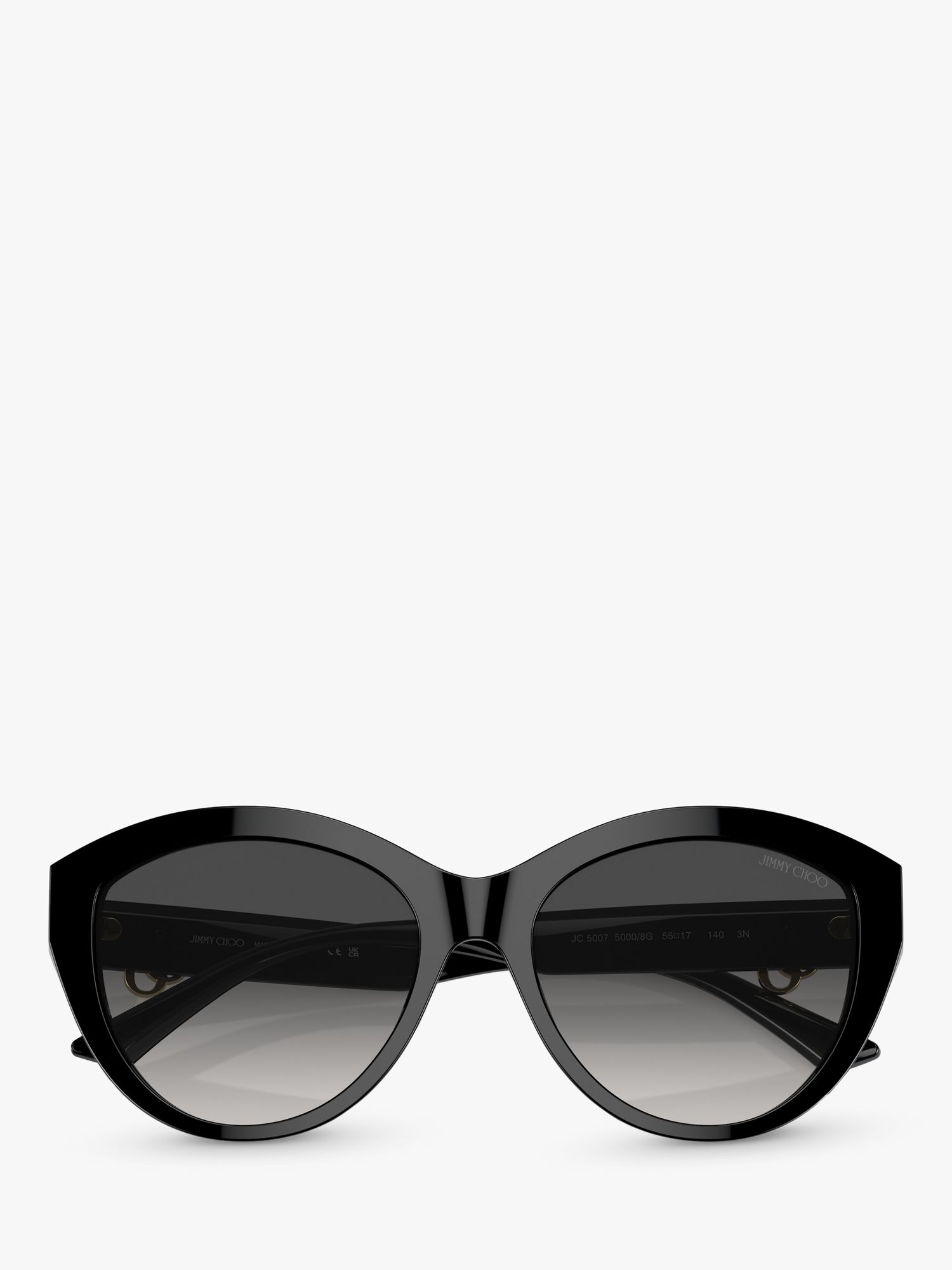 Jimmy Choo JC5007 Women's Cat's Eye Sunglasses, Black/Grey at John ...