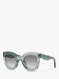 Celine CL4005IN Women's Chunky Square Sunglasses, Transparent Green/Grey Gradient