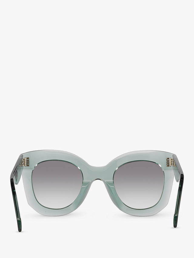 Celine CL4005IN Women's Chunky Square Sunglasses, Transparent Green/Grey Gradient