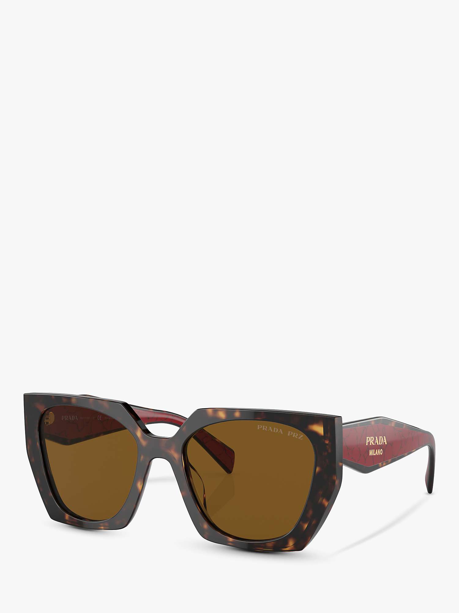 Buy Prada PR 15WS Women's Rectangular Chunky Frame Sunglasses, Tortoise/Brown Online at johnlewis.com