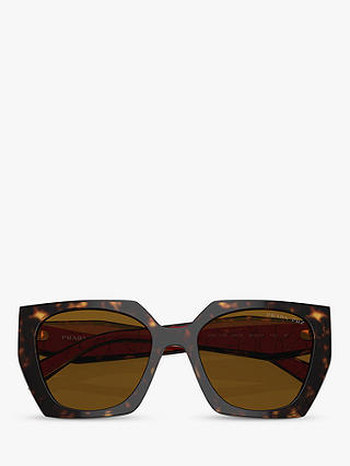 Prada PR 15WS Women's Rectangular Chunky Frame Sunglasses, Tortoise/Brown