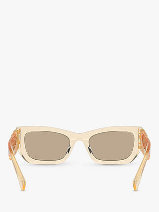 Miu Miu MU 09WS Women's Rectangular Sunglasses, Sand Transparent/Brown