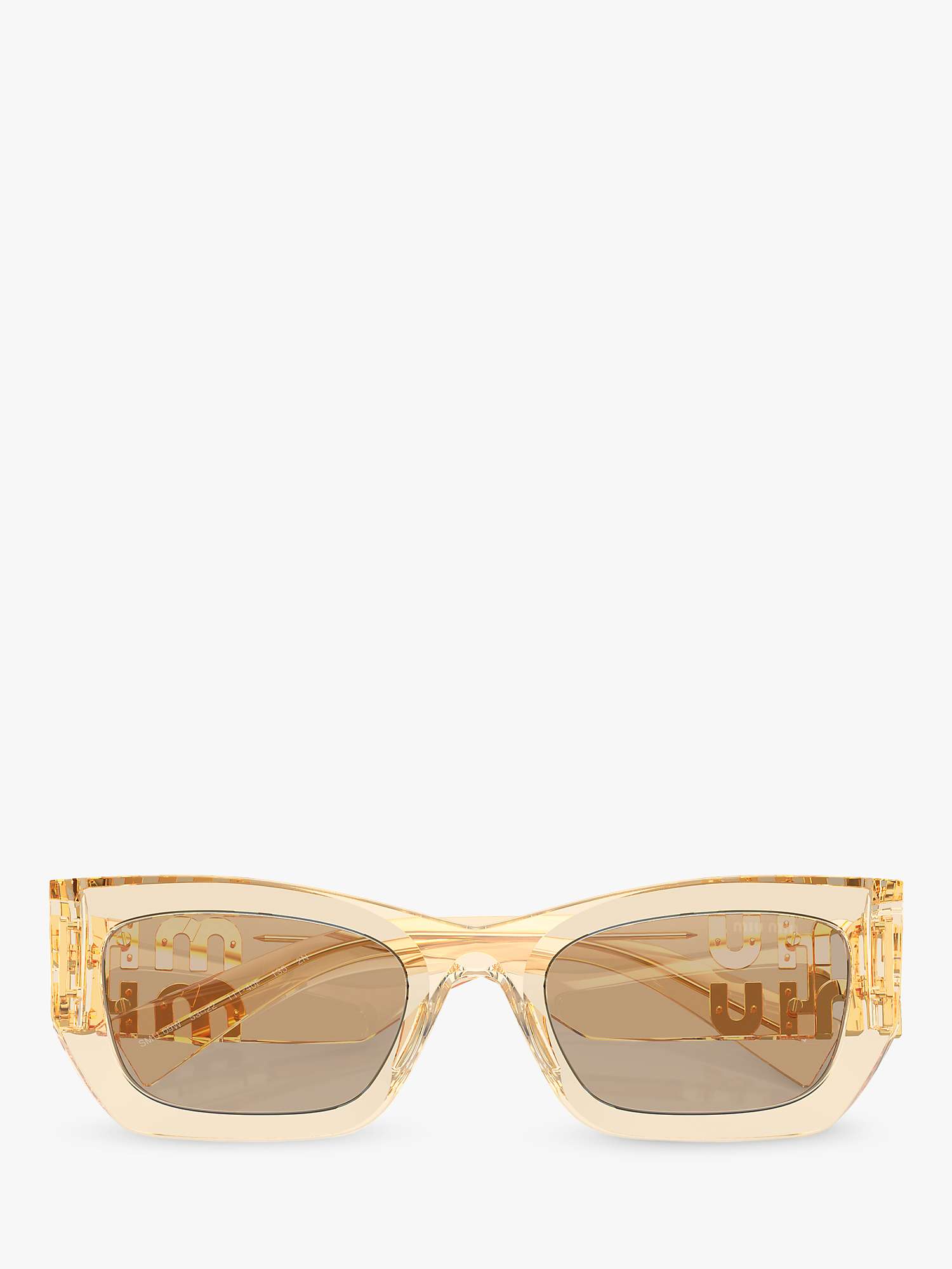 Buy Miu Miu MU 09WS Women's Rectangular Sunglasses, Sand Transparent/Brown Online at johnlewis.com
