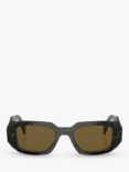 Prada PR 17WS Women's Rectangular Sunglasses, Black/Yellow Marble