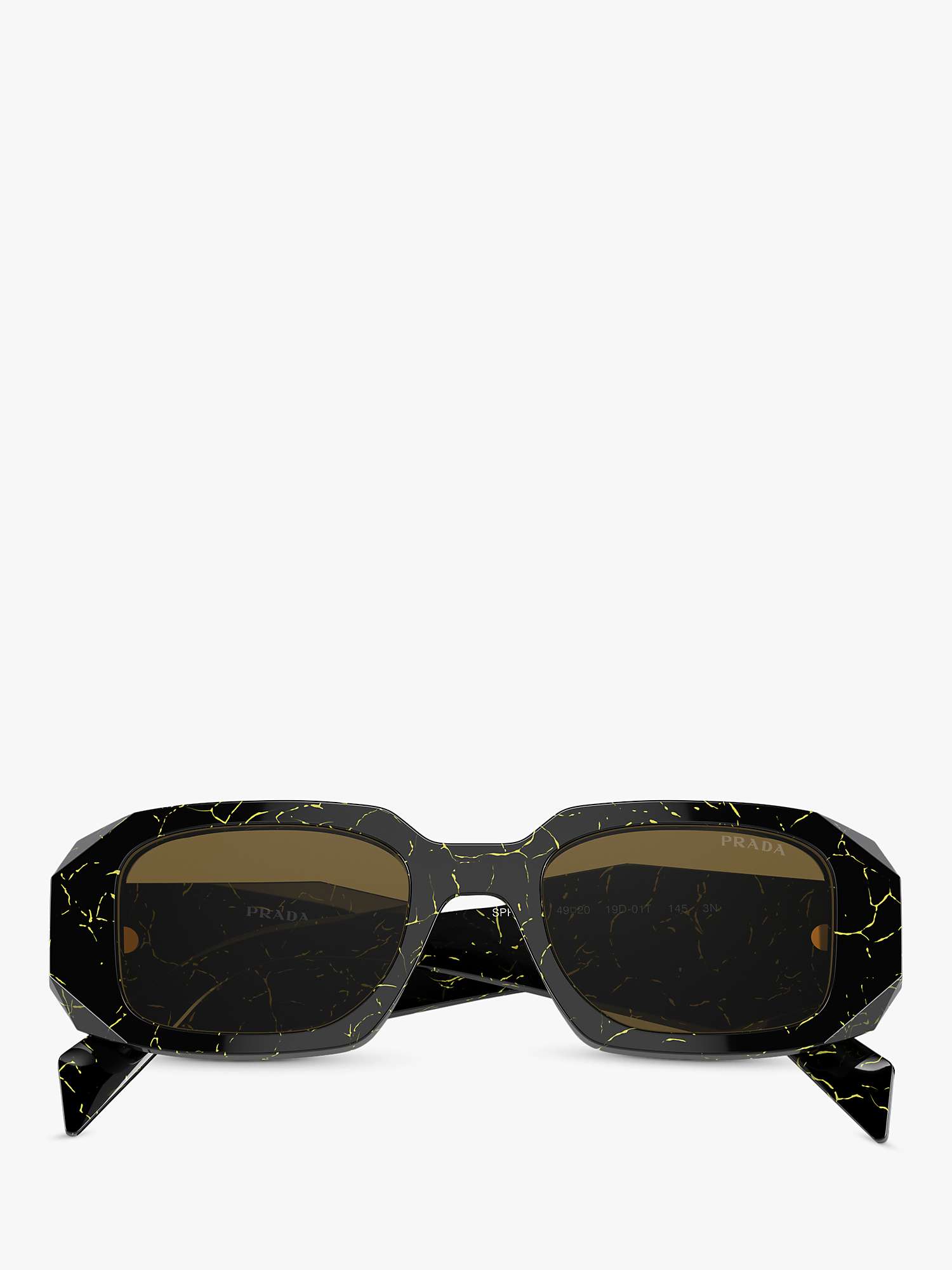 Buy Prada PR 17WS Women's Rectangular Sunglasses, Black/Yellow Marble Online at johnlewis.com
