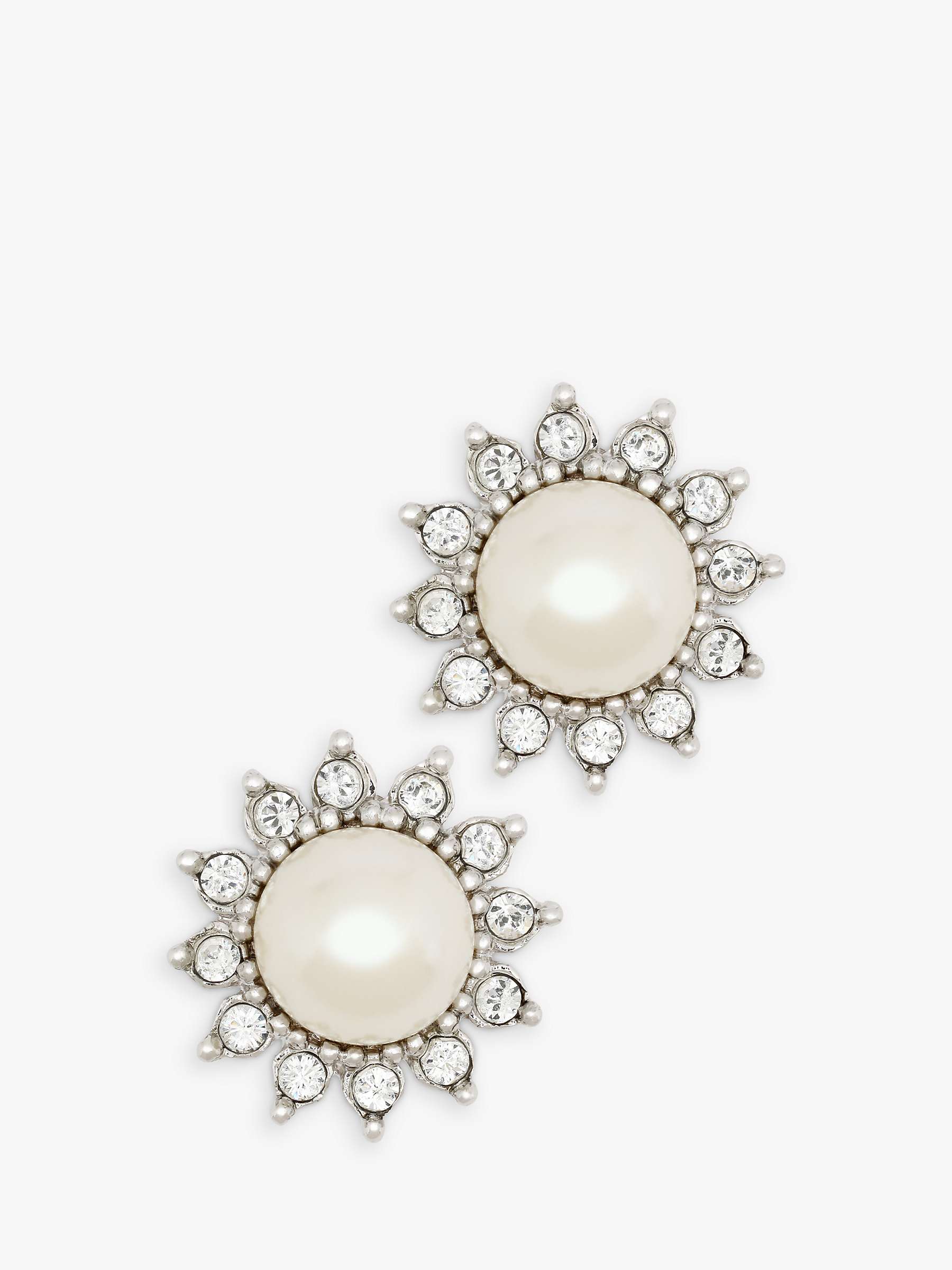 Buy Eclectica Vintage Rhodium Plated Faux Pearl Swarovski Crystal Daisy Clip-On Earrings, Dated Circa 1990s, Silver Online at johnlewis.com