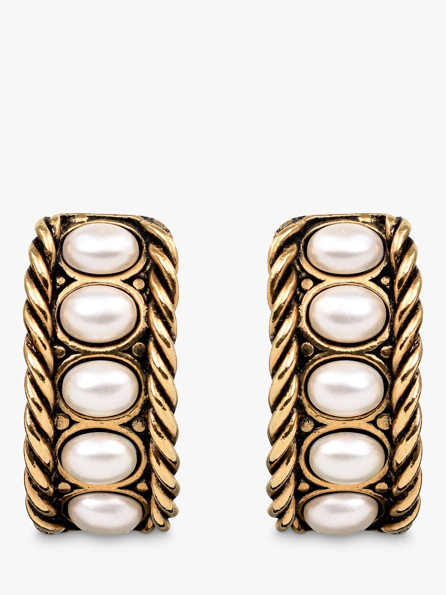 Buy Eclectica Vintage 18ct Gold Plated Faux Pearl Cabouchon Clip-On Hoop Earrings, Dated Curca 1980s, Gold Online at johnlewis.com