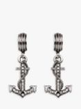 Eclectica Vintage Silver Plated Swarovski Crystal Anchor Clip On Drop Earrings, Dated Circa 1980s, Silver