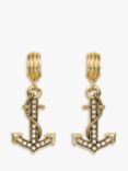 Eclectica Vintage 18ct Gold Plated Swarovski Crystal Anchor Clip-On Drop Earrings, Dated Circa 1980s, Gold