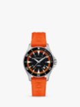 Hamilton H82395331 Unisex Khanki Navy Scuba Automatic Date Rubber Strap Watch, Black/Orange