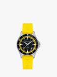 Hamilton H82395332 Unisex Khanki Navy Scuba Automatic Date Rubber Strap Watch, Black/Yellow