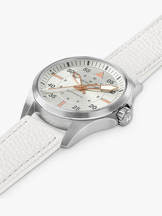 Hamilton Women's Khaki Pilot Automatic Leather Strap Watch, White H76215850