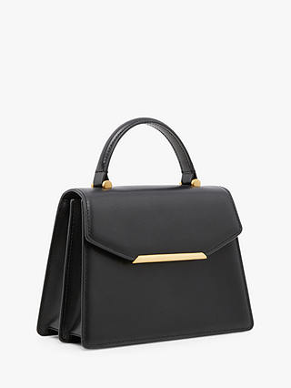 Jasper Conran London Francine Top Handle Leather Grab Bag, Black