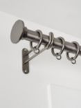 John Lewis Select Classic Curtain Pole with Rings and Disc Finial, Wall Fix, Dia.25mm