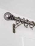 John Lewis Select Classic Curtain Pole with Rings and Ball Finial, Wall Fix, Dia.25mm