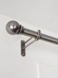 John Lewis Select Classic Eyelet Curtain Pole with Ball Finial, Wall Fix, Dia.25mm, Polished Clear