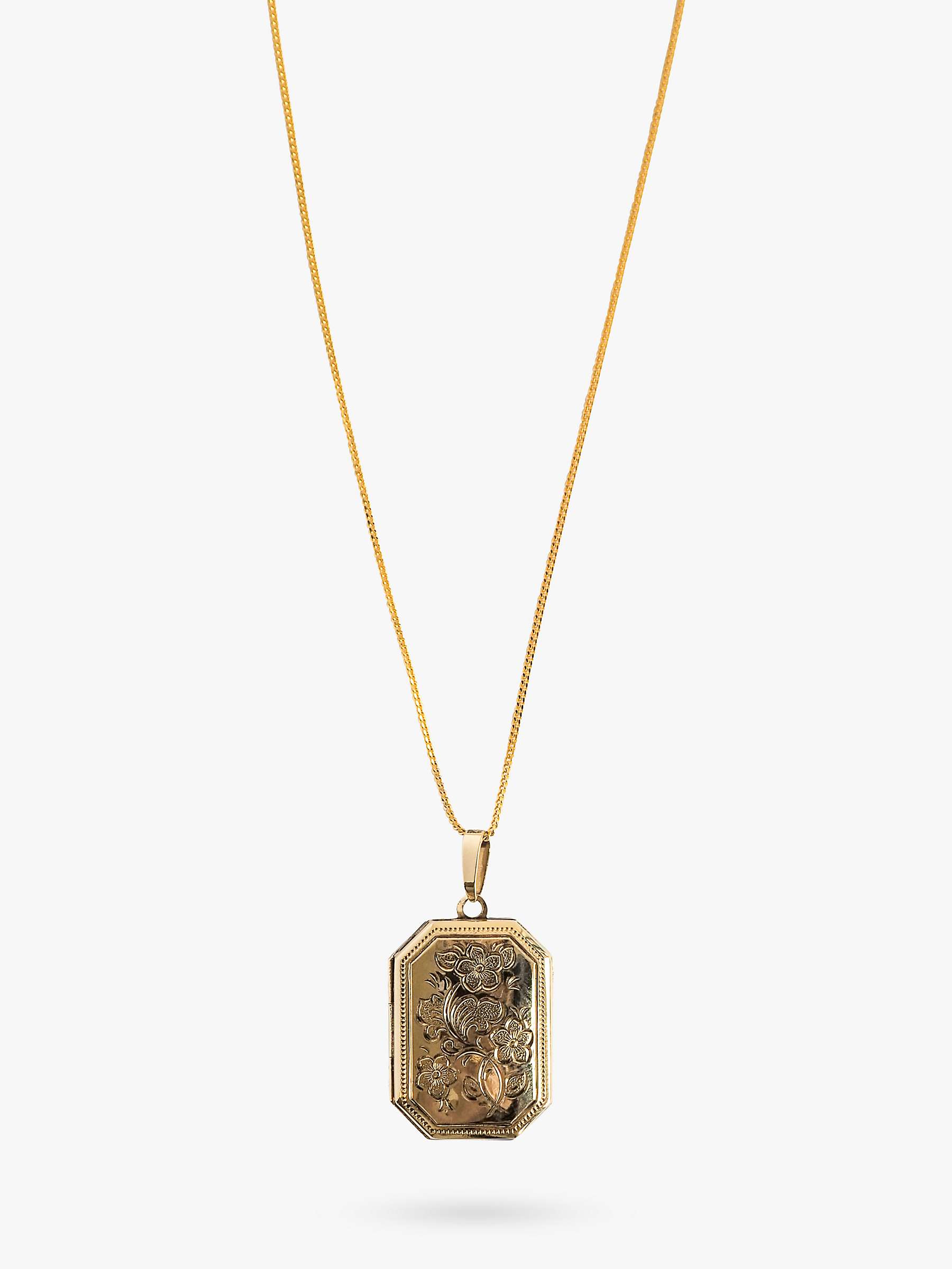 Buy L & T Heirlooms Second Hand 9ct Yellow Gold Floral Engraved Locket Pendant Necklace, Gold Online at johnlewis.com