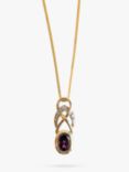 L & T Heirlooms Second Hand 9ct Yellow Gold Diamond & Rhodalite Pendant Necklace