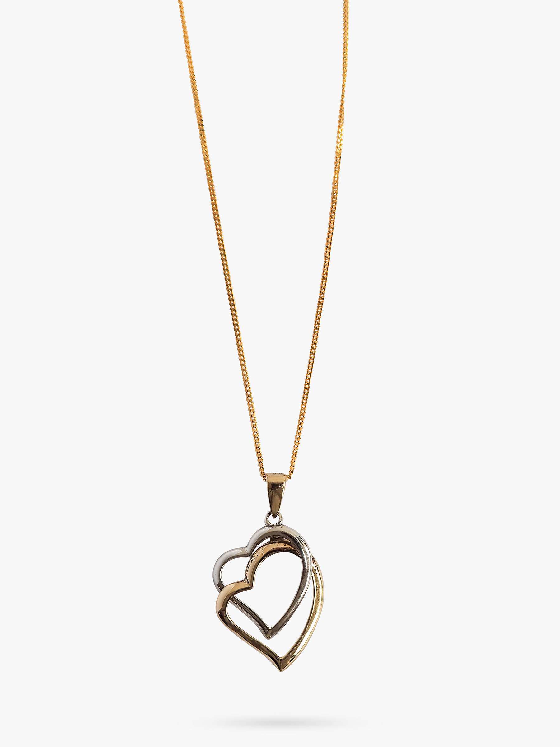 Buy L & T Heirlooms Second Hand 9ct Gold Double Heart Pendant Necklace Online at johnlewis.com