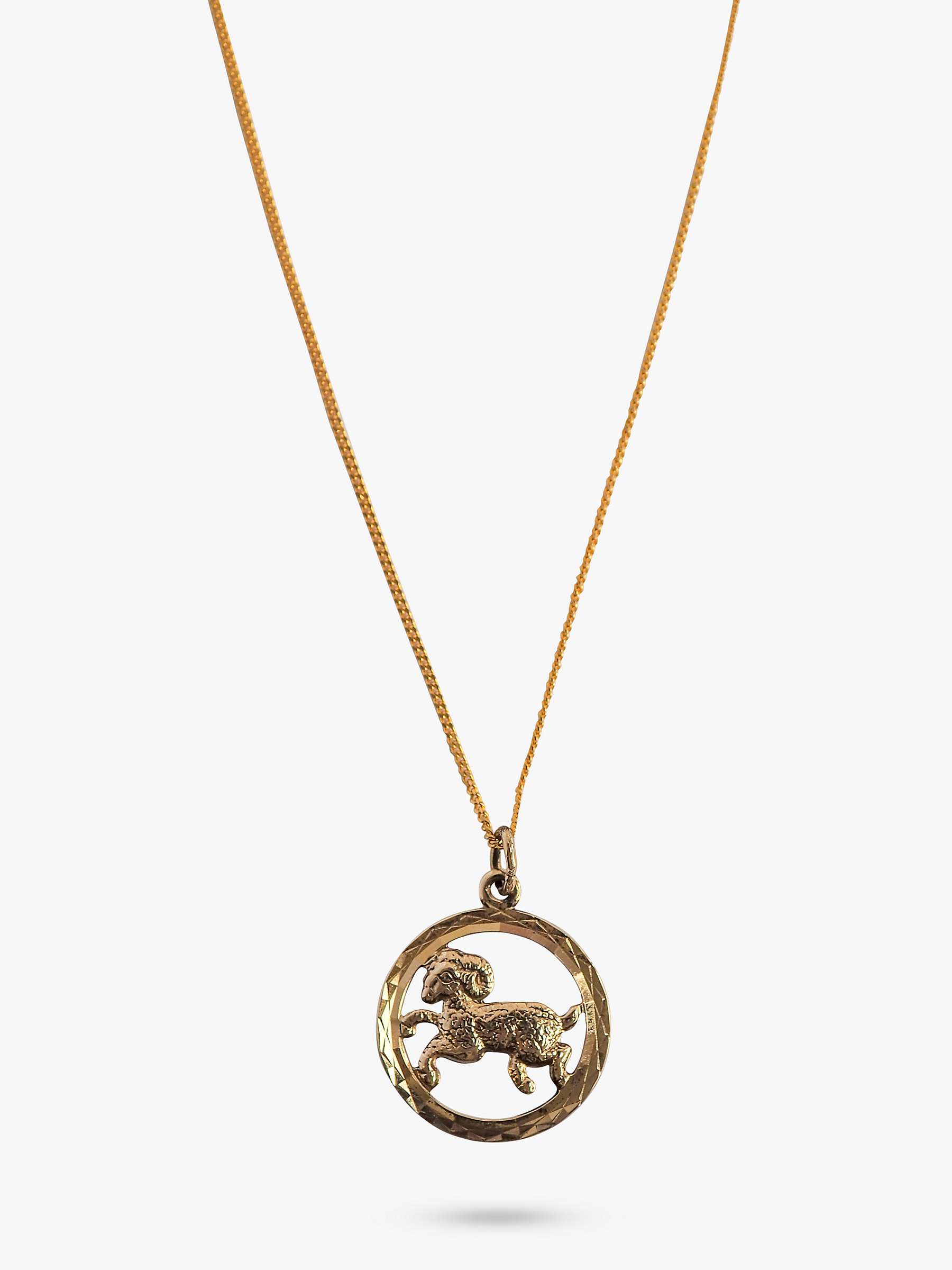 Buy L & T Heirlooms Second Hand 9ct Yellow Gold Aries Pendant Necklace, Dated Circa 1991 Online at johnlewis.com