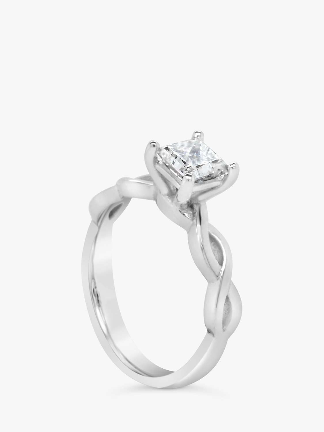Buy Milton & Humble Jewellery Second Hand Platinum Princess Cut Diamond Twist Ring Online at johnlewis.com
