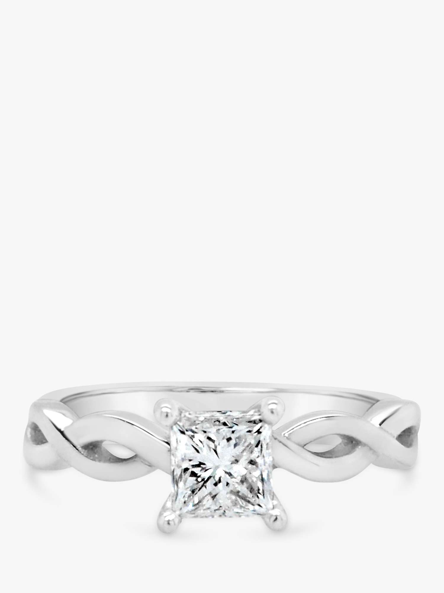 Buy Milton & Humble Jewellery Second Hand Platinum Princess Cut Diamond Twist Ring Online at johnlewis.com