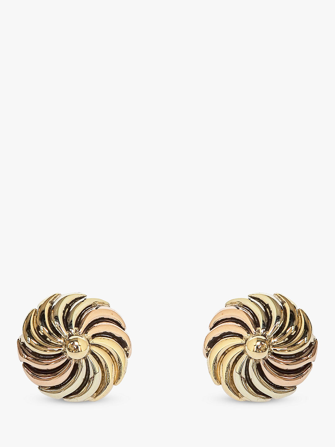 L & T Heirlooms Second Hand 9ct Tri-Colour Gold Swirl Stud Earrings
