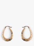 L & T Heirlooms Second Hand 9ct Yellow Gold Engraved Diamond Creole Hoop Earrings, Gold