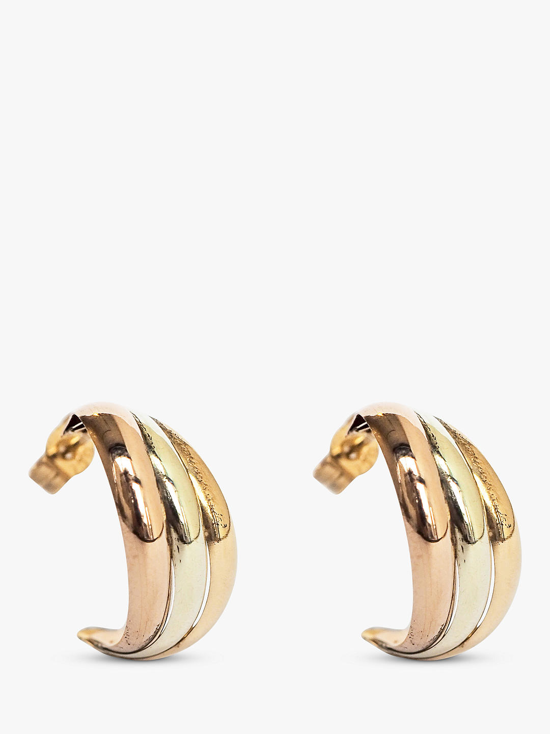 L & T Heirlooms Second Hand 9ct Tri-Colour Gold Demi-Hoop Earrings