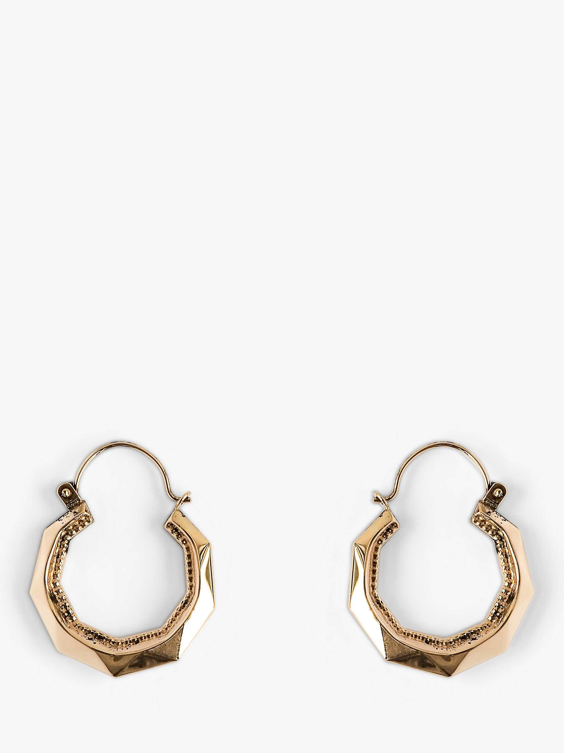 Buy L & T Heirlooms Second Hand 9ct Yellow Gold Patterned Creole Hoop Earrings, Gold Online at johnlewis.com