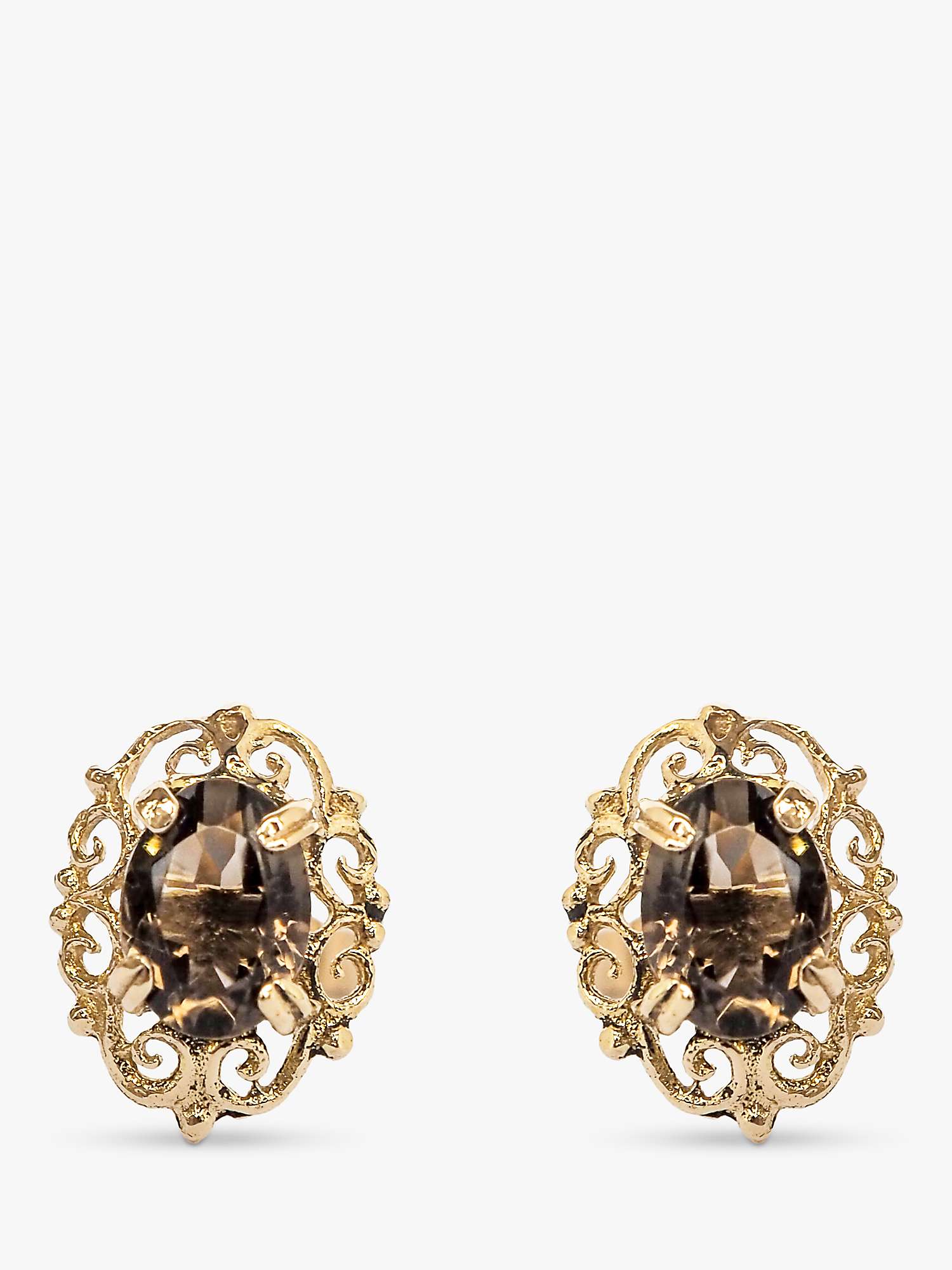 Buy L & T Heirlooms Second Hand 9ct Yellow Gold Scrollwork Citrine Stud Earrings Online at johnlewis.com
