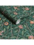 William Morris At Home Bird and Pomegranate Wallpaper, Deep Green 124260